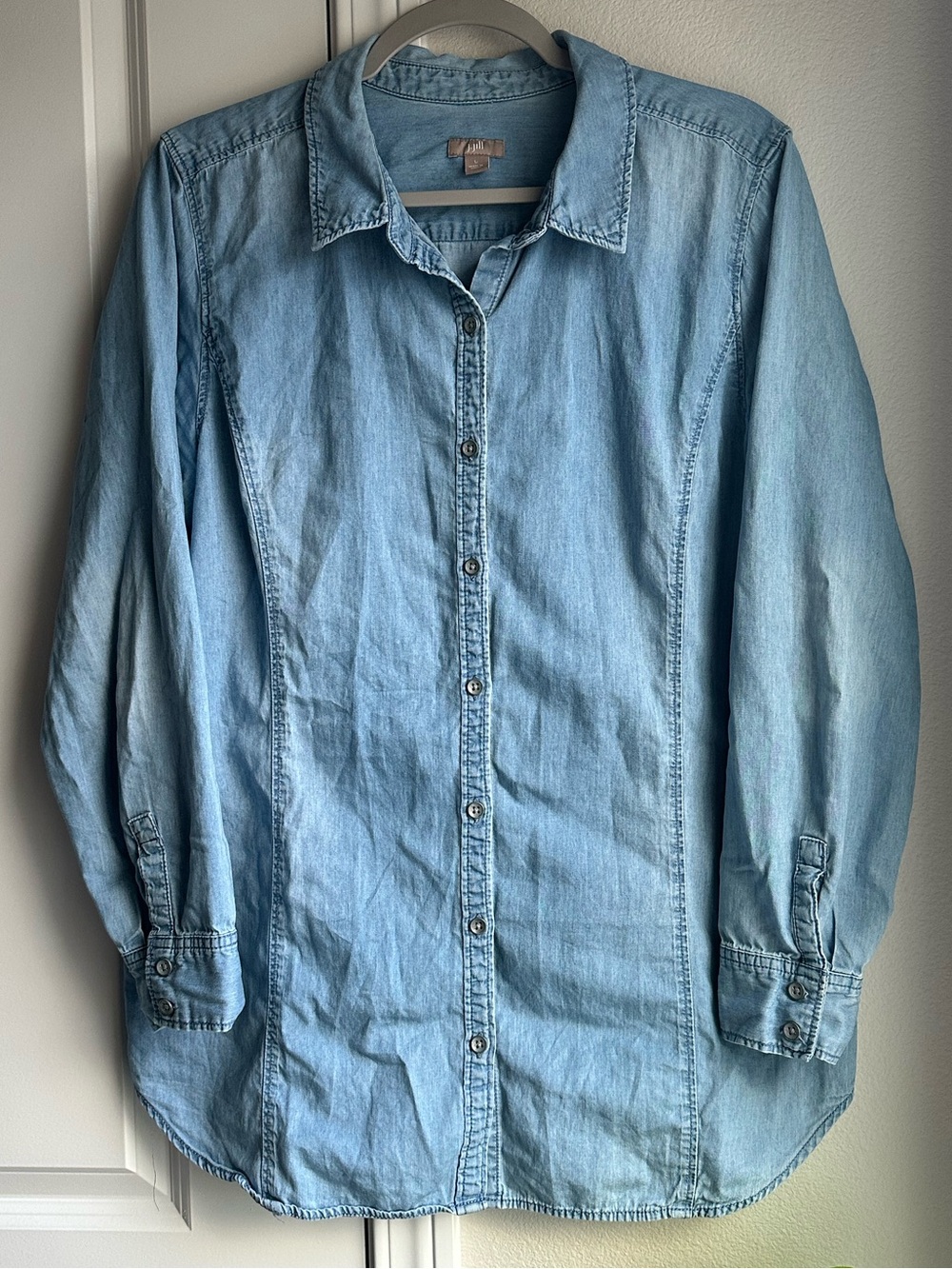 J. Jill Classic Light Wash Denim Shirt